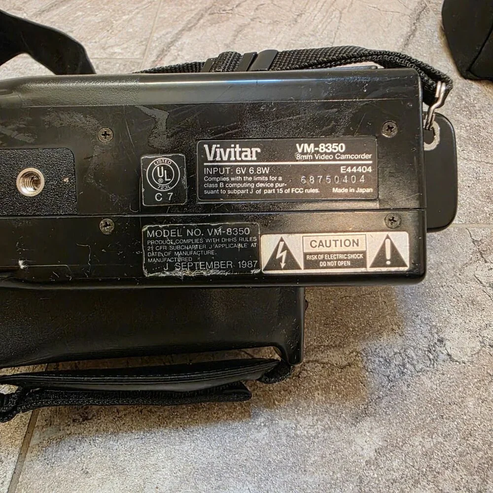 Black Vintage Handycam-Style Camcorder with Carry Bag